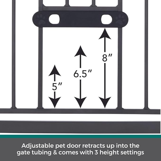 MYPET North States Wide Deco EasyPass Pet Gate with Patented Adjustable pet Door: 29.75" - 40.5" Wide Dog Gate. Pressure Mount, No Tools Needed. Dog Gates for The House, 31" Tall, Graphite