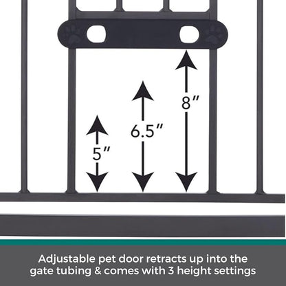 MYPET North States Wide Deco EasyPass Pet Gate with Patented Adjustable pet Door: 29.75" - 40.5" Wide Dog Gate. Pressure Mount, No Tools Needed. Dog Gates for The House, 31" Tall, Graphite