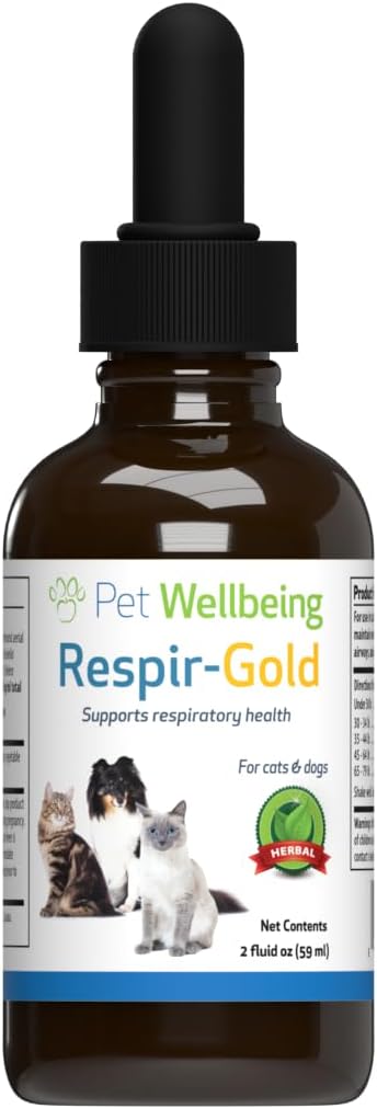 Pet Wellbeing Respir-Gold for Cats - Supports Healthy Breathing, Open Airways, Respiratory Support, Black Cumin, Horehound, Grindelia - Veterinarian-Formulated Herbal Supplement 2 fl oz (59 ml)