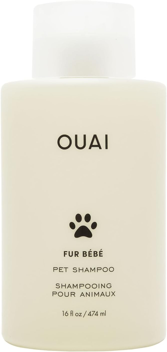 OUAI Fur Bébé Pet Shampoo - Cat & Dog Shampoo for Gentle Cleansing, Hydration & Shine - Vegan & Cruelty-Free Pet Supplies with Aloe Vera & Panthenol - Mercer Street Scent (16 Fl oz)