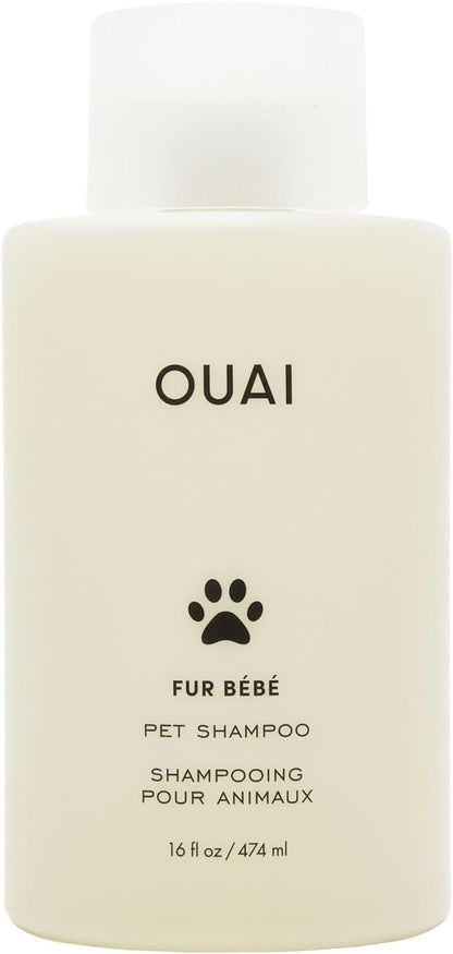 OUAI Fur Bébé Pet Shampoo - Cat & Dog Shampoo for Gentle Cleansing, Hydration & Shine - Vegan & Cruelty-Free Pet Supplies with Aloe Vera & Panthenol - Mercer Street Scent (16 Fl oz)