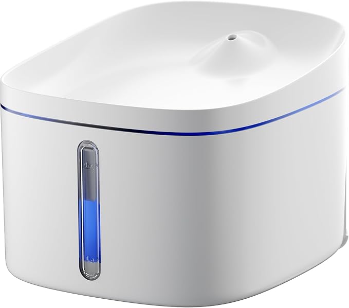 DOGNESS D01B Pet Water Fountain, 2.2L Healthy and Hygienic Drinking Fountain Super Quiet Flower Automatic Electric Water Bowl for Dogs, Cats, Birds (White)