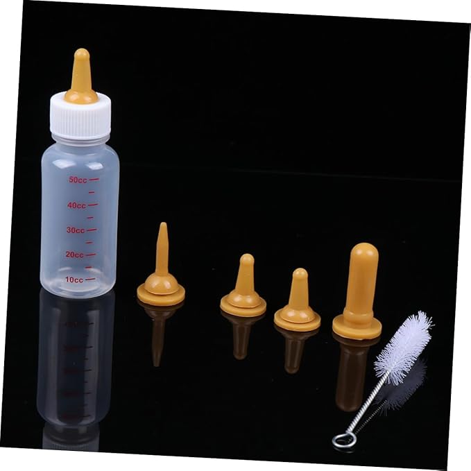 LIOOBO 1 Set Pet Nursing Bottle for Newborn Kittens Puppies Small Animals Milk Feeding Kit with Nipples Bottle Brush Portable Easy to Pet Supplies