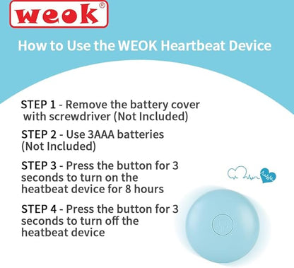 WEOK Heartbeat Puppy Toy, Comfort Cuddler Pillow, Dog Anxiety Relief Calming Aid,Heartbeat Stuffed Toy for Dogs,Puppy Heartbeat Toy Sleep Aid,Dog Heartbeat Toy for Pet