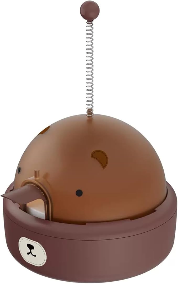 Pet Food Dispenser Interactive Training for Cats and Dogs Feeding Device, Self Soothing and Soothing Sound Toy (Brown)