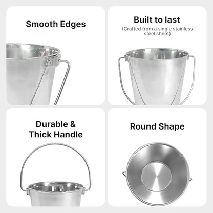 1 Gallon Heavy Duty Stainless Steel Bucket - Rust-Resistant Metal Bucket for Feeding & Watering Pets, Livestock & Cleaning - Perfect for Crates, Kennels, Cages & Hang on Fences - 4 Quart