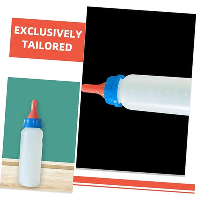 Kisangel 4pcs Calf Feeding Bottle Set for Newborn Goats Lambs and Piglets Sturdy Easy-to-Use PET Nursing Bottles Nipple for Effective Milk Feeding