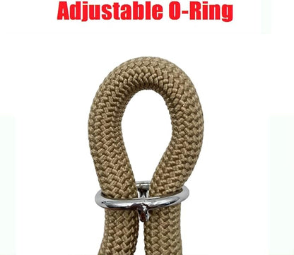 Braided Round Martingale Dog Collar, Training Collar with Slidable Stop Ring - Ideal for Large Dogs (L(1/2") - 22" Long, Khaki)
