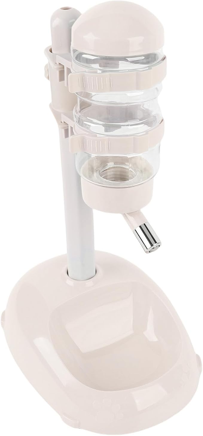 Zopsc Pet Adjustable Height Standing Water Dispenser for Puppies, Smart Feeder for Dogs and Cats, Easy to Clean Bowl for Healthy Pets (Creamy White)