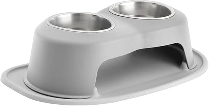 WeatherTech Double High Pet Feeding System - Elevated Dog/Cat Bowls - 6 inch High Light Grey (DHC3206LGLG)