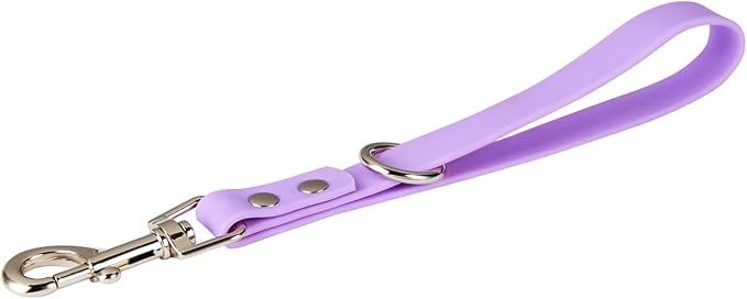 Short Dog Leash - 9 Inch Dogs Lead Grab Tab Heavy Duty Waterproof PVC Dog Training Traffic Leashes for Safety Control Behavior Correction Hiking Backup & All Breeds (Lavender, 9")