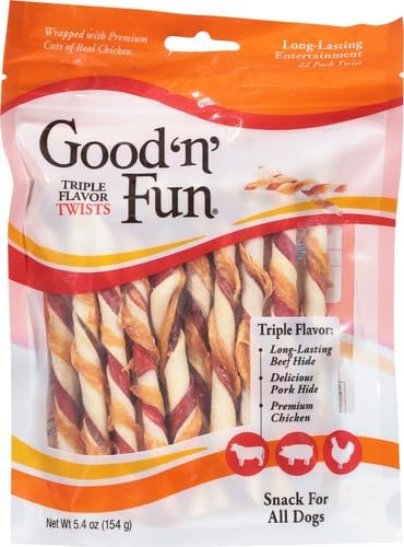 Good 'N' Fun Triple Flavor Twist Chews for Dogs,22-Count,(Pack of 2)