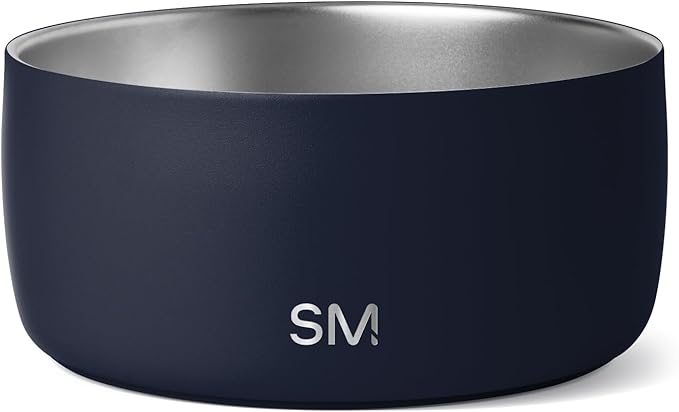 Simple Modern Stainless Steel Pet Water Bowl for Dogs & Cats | Reusable Insulated Stainless Steel Food Bowls for Dog Cat | No Tip No Slip BPA Free | Bentley Collection | Medium (32oz) | Deep Ocean
