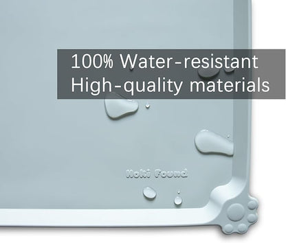 Hoki Found XX-Large Silicone Pet Food Mats Tray - Non Slip Pet Dog Cat Bowl Mats Placemat - Pet Water Mats for Carpet -Dog Pet Cat Feeding Mat - Waterproof Dog Cat Food Mats -Battleship