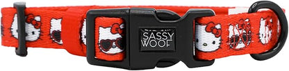 Sassy Woof Dog Collar Hello Kitty® Red Classic - S, Adjustable, Durable, Comfortable, Patented Design and Stylish Pet Accessories for Small Dogs