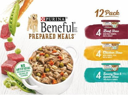 Beneful Purina Wet Dog Food, Gravy, Stew | Variety Pack | 10 oz. Tubs | 12 Count | Pack of 2