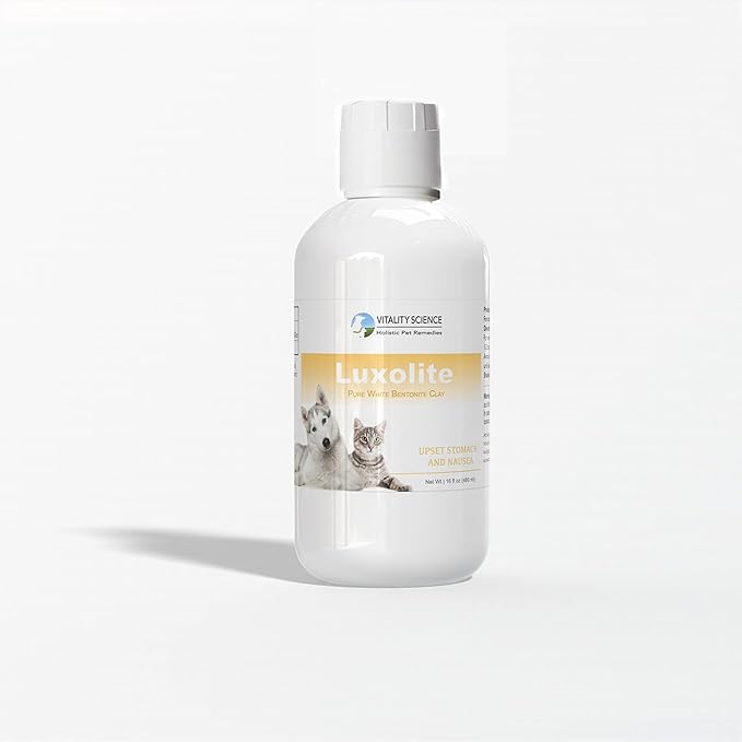 Vitality Science Luxolite Bentonite Clay for Pets | All Natural Anti Diarrhea for Dogs & Cats | Gas Relief for Dogs | Detox for Digestive & Immune Support for Dogs | Loose Stool Relief (Large)