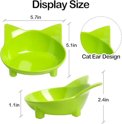 Skrtuan Cat Bowls, Non-Slip Food and Water Bowls for Cats & Dogs, Wide & Shallow Design to Prevent Whisker Fatigue, Safe Food-Grade Pet Dishes for Kittens, Puppies, Rabbits