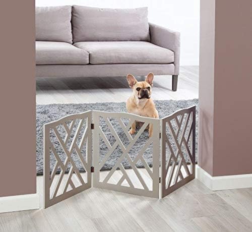 Indoor/Outdoor Solid Wood Crisscross Freestanding Foldable Adjustable 3-Section Pet Gate