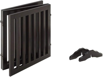 Unipaws 24" H Free Standing Pet Gate for Cat, Wooden Gates for Doorway, Stairs, Foldable Pet Fence for House, Expandable Barrier, Indoor Use, Espresso