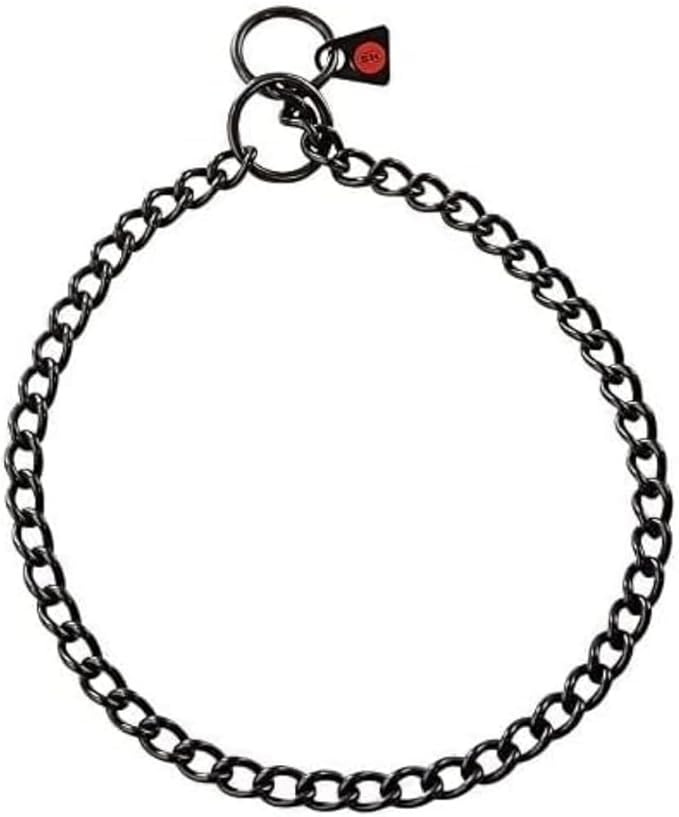 Herm. Sprenger - Black Stainless Steel Choke Dog Training Collar 2.5 mm - Round Links Slip Chain - Small Medium Large Dogs - Show Chain - Made in Germany