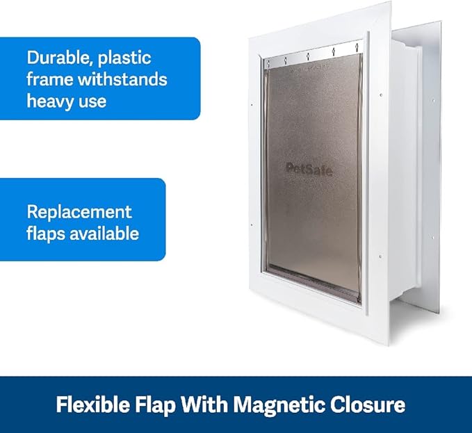 PetSafe Wall Entry Pet Door - Rust-Free Telescoping Frame - Easy Install for Interior & Exterior Walls 4 3/4" - 7" Thick - Small - for Pets Up to 15 Lb