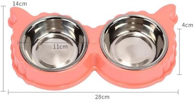 Dog Bowls Cat Bowls Stainless Steel Pet Dog Cat Puppy Feeding Feeder Double Bowl Water Food Holder Dog Feeders for Feeding Pink