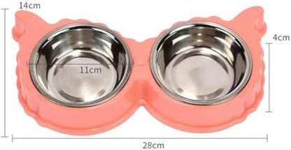 Cat Bowls and Dishes Dog Bowl Stainless Steel Pet Dog Cat Puppy Feeding Feeder Double Bowl Water Food Holder Dog Feeders for Feeding Green