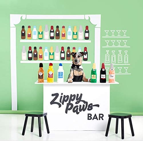 ZippyPaws Happy Hour Crusherz - Interactive Dog Toys to Keep Them Busy, Squeaky Plush Pet Toy for All Breeds, for Small, Medium, & Large Dogs, Drink Themed Crinkle Water Bottle Toy - Whiskey