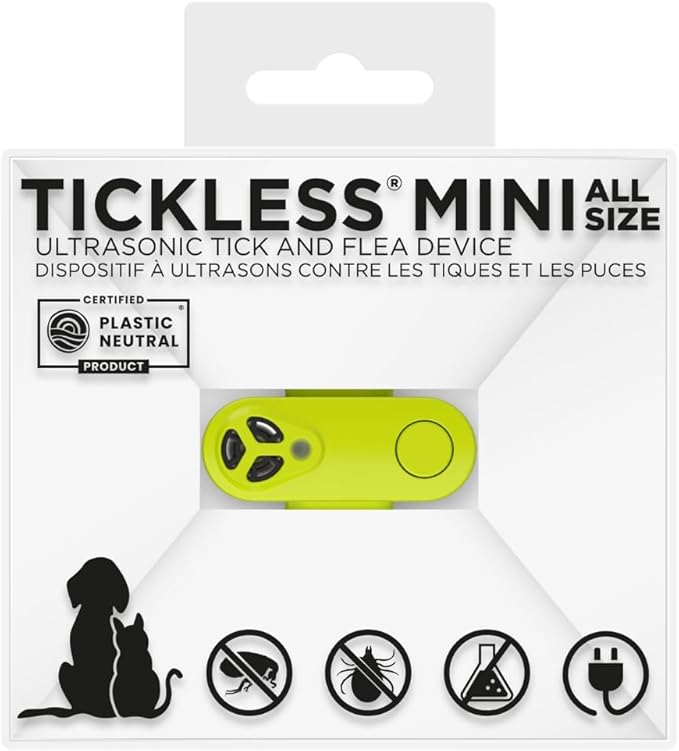 TICKLESS Mini Chemical Free, Ultrasonic, Natural Flea & Tick Bite Prevention - Neon Yellow