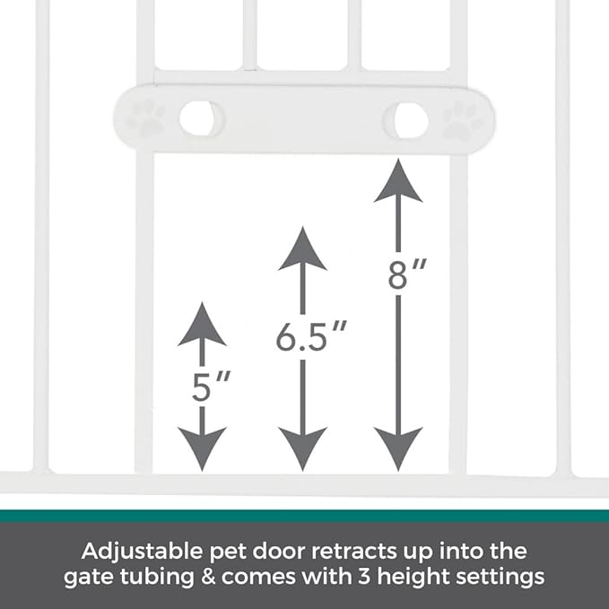MYPET North States Extra Tall & Wide Walk Thru EasyPass Pet Gate with Patented Adjustable pet Door: 29.75” - 52” Wide Dog Gate. Pressure Mount, No Tools Needed. Dog Gates for House, 41" Tall, White