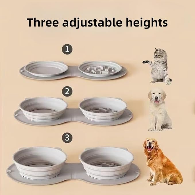 Foldable Dogs or Cats Bowl, Silicone Outdoor Feeder Dish for Pet, Camping Expandale Food and Water Bowl, Traveling Pet Feeding Watering Dish with Carabiners