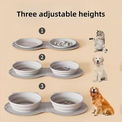 Foldable Dogs or Cats Bowl, Silicone Outdoor Feeder Dish for Pet, Camping Expandale Food and Water Bowl, Traveling Pet Feeding Watering Dish with Carabiners