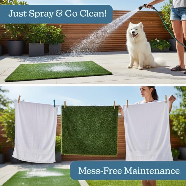 Artificial Grass Puppy Pee Pad for Dogs and Small Pets - Set of Three 30x20 Inch, Reusable 3-Layer Turf Pads for Dogs - Indoor and Outdoor Fake Grass Potty Pet Supplies by PETMAKER