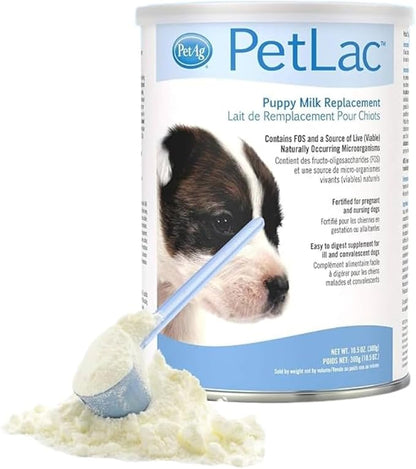 Pet-Ag PetLac Powder for Puppies - 10.5 oz, Pack of 2 - Puppy Milk Replacement Powder for Puppies Newborn to Six Weeks Old - Easy to Digest
