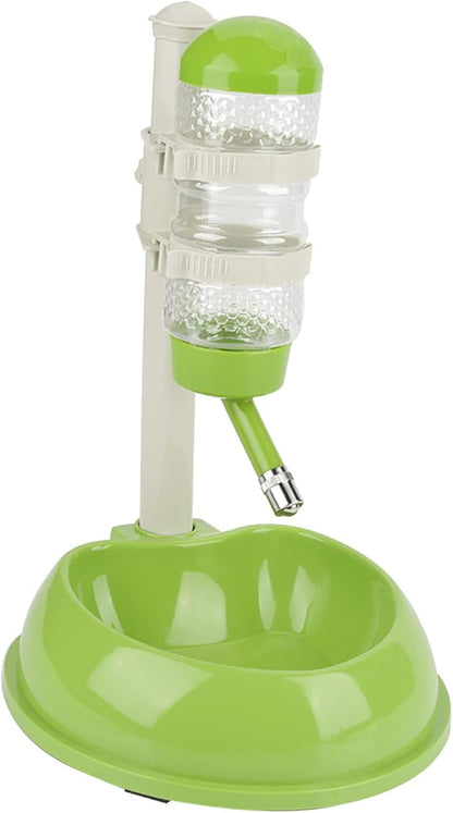 Adjustable Dog Bowl Feeder, Food Grade Plastic Pet Drinking Water Bottle and Food Dish Set with Adjustable Height, for Small Medium Large Dogs (Green)