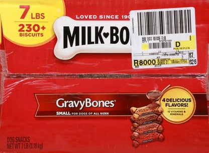 Milk-Bone Gravy Bones Dog Treats with 4 Savory Meat Flavors Coated in Gravy,7 Pound,(Pack of 2)