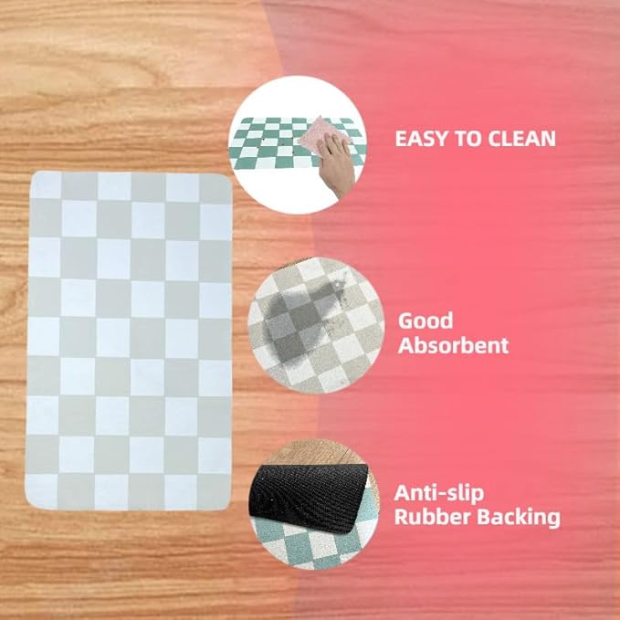 Cat Feeding Mat Dog Feeding Mat Absorbent Dog Cat Bowl Mat (Beige, 12" x19")
