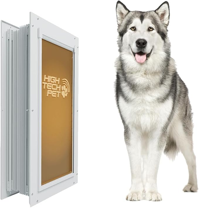 DuraFlex Heavy-Duty Aluminum Frame Pet Door for Large-Sized Dogs (10.5” X 21.25” Pet Opening) by High Tech Pet - Easy Installation Dog Door, Wall Mount, Air Tight, Security Panel - AF-3-LW