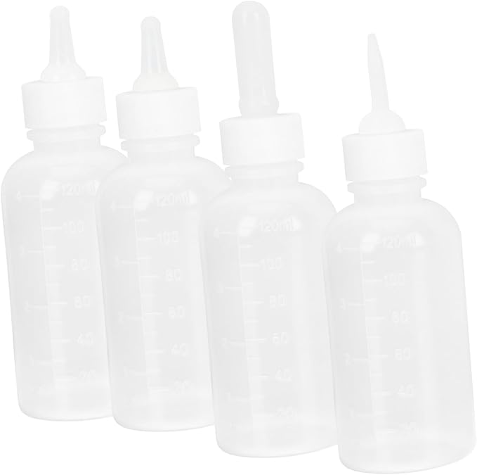 Levemolo 4pcs Dog Cat Feeding Bottles Small Milk Bottles for Newborn Pets Nipples