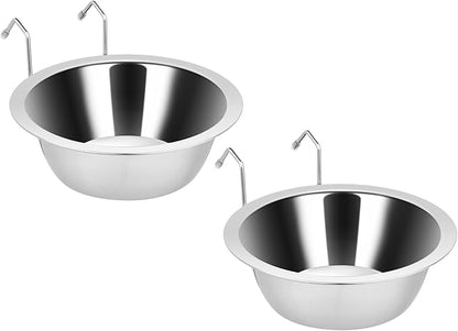 Fri4Free 2PCS Kennel Water Bowl Hanging, Stainless Steel Puppy Bowls for Small Dog Cage, Kennel, Crate, Catio Accessories, Dog Crate Water Bowl Dish Feeder Food Holder No Spill (20oz/2.5cups)