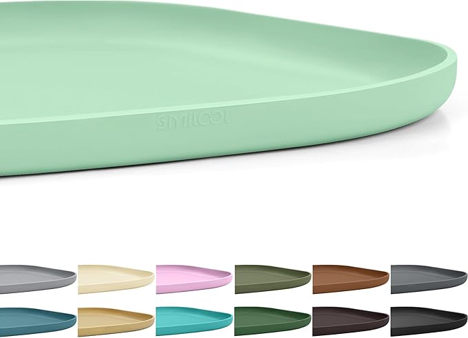 Smilool Small Silicone Pet Food Mat with Raised Edge for Food and Water Bowl, Square Dog Feeding Mats, Cat Food Trays for Floor Waterproof, Rubber Tray for Dogs and Cats, 12 x 12 x 0.7 Mint Green