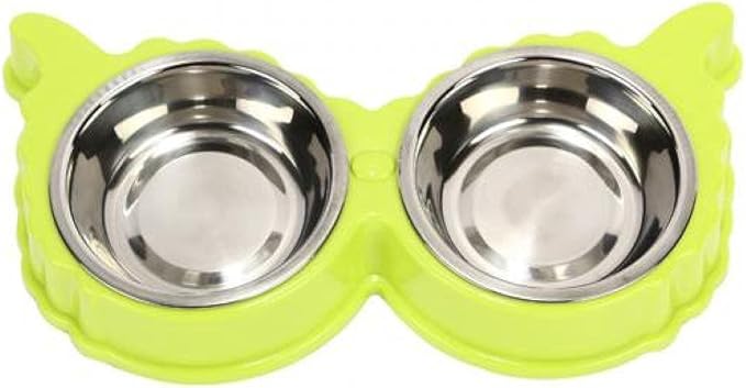 Cat Bowls and Dishes Dog Bowl Stainless Steel Pet Dog Cat Puppy Feeding Feeder Double Bowl Water Food Holder Dog Feeders for Feeding Green