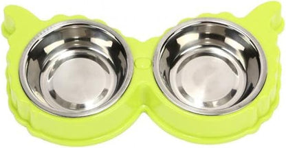 Cat Bowls and Dishes Dog Bowl Stainless Steel Pet Dog Cat Puppy Feeding Feeder Double Bowl Water Food Holder Dog Feeders for Feeding Green