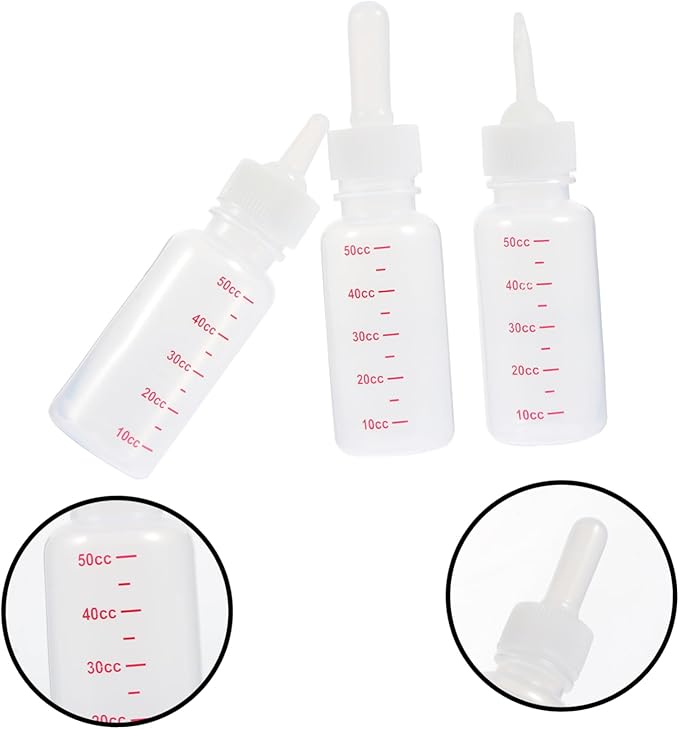 SUPVOX 3Pcs Small Baby Milk Bottle Set Plastic Nurser Bottles Scale Feeding for Kittens Puppies and Small Animals