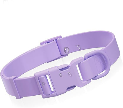 Waterproof Dog Collar, Rubber Adjustable Collars with Quick Release Buckle, Odor-Resistant, Easy to Clean Pet Collars for Small Medium or Large Dogs (Purple, S 9.5-14.1 inch)