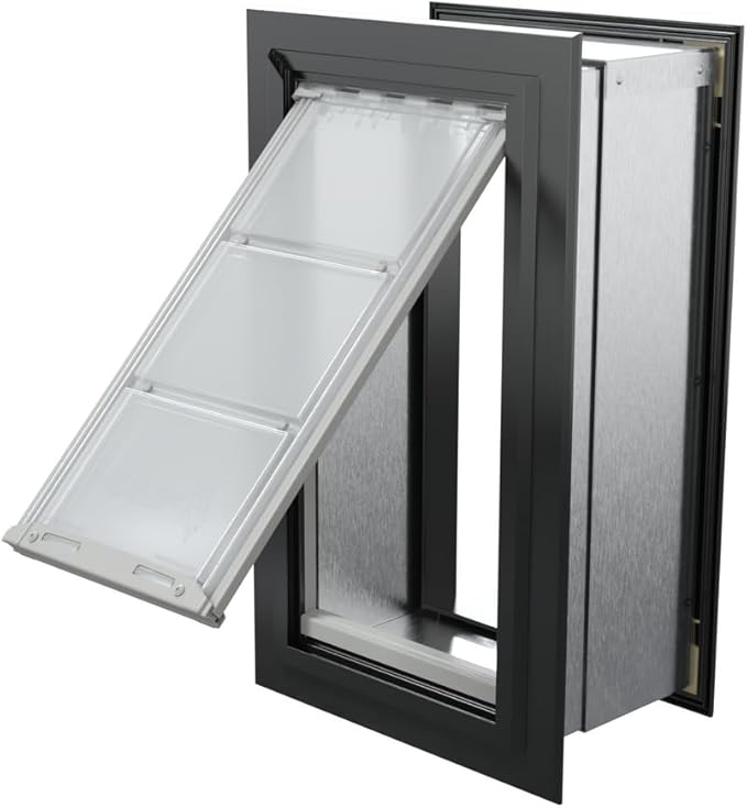 Endura Flap Pet Door for Walls in Black | Energy-Efficient Single Flap Design for Wall Installations | All-Weather Protection with All-Metal Telescoping Tunnel | Black, Medium, Single Flap