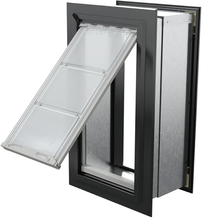 Endura Flap Pet Door for Walls in Black | Energy-Efficient Single Flap Design for Wall Installations | All-Weather Protection with All-Metal Telescoping Tunnel | Black, Medium, Single Flap