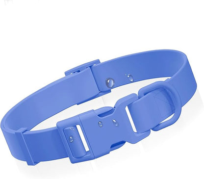 Waterproof Dog Collar, Rubber Adjustable Collars with Quick Release Buckle, Odor-Resistant, Easy to Clean Pet Collars for Small Medium or Large Dogs (Blue, L 15.4-24.8 inch)