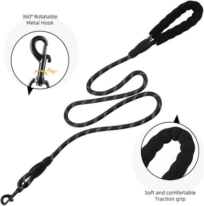 Dog Harness No Pull Adjustable Reflective,for Medium and Large Small Dog with Leash 59.06in (Black, XL)